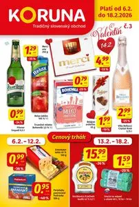Propagačné noviny KORUNA, platné od 2026-02-06 do 2026-02-18.