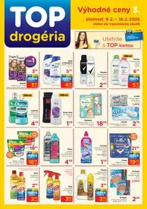 Propagačné noviny TOP drogéria, platné od 2026-02-09 do 2026-02-18.