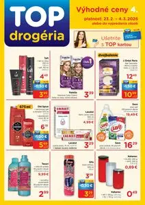 Propagačné noviny TOP drogéria, platné od 2026-02-23 do 2026-03-04.