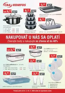 Propagačné noviny CBA KOMFOS, platné od 2026-03-23 do 2026-04-24.