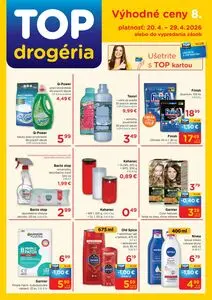 Propagačné noviny TOP drogéria, platné od 2026-04-20 do 2026-04-29.