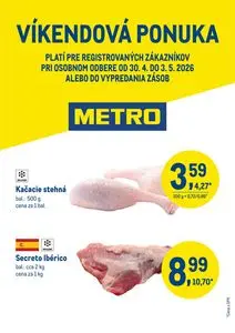 Propagačné noviny METRO, platné od 2026-04-30 do 2026-05-03.
