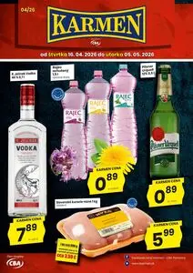 Propagačné noviny KARMEN CBA, platné od 2026-04-16 do 2026-05-05.