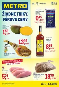 Propagačné noviny METRO, platné od 2026-04-22 do 2026-05-05.