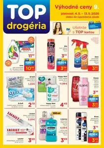 Propagačné noviny TOP drogéria, platné od 2026-05-04 do 2026-05-13.