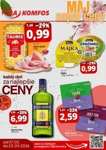 Propagačné noviny CBA KOMFOS, platné od 2026-05-07 do 2026-05-20.