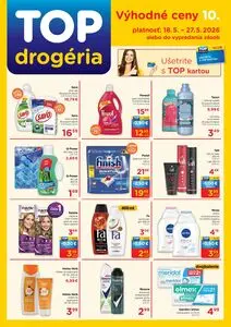 Propagačné noviny TOP drogéria, platné od 2026-05-18 do 2026-05-27.