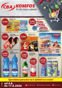 Propagačné noviny CBA KOMFOS, platné od 2026-06-04 do 2026-06-17.