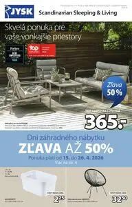 Propagačné noviny JYSK, platné od 2026-04-15 do 2026-06-26.