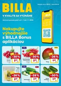 Propagačné noviny BILLA, platné od 2026-07-01 do 2026-07-07.