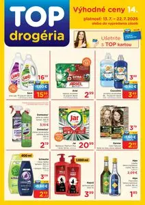 Propagačné noviny TOP drogéria, platné od 2026-07-13 do 2026-07-22.