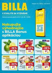 Propagačné noviny BILLA, platné od 2026-07-22 do 2026-07-28.