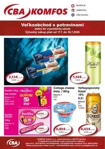 Propagačné noviny CBA KOMFOS, platné od 2026-07-17 do 2026-07-30.