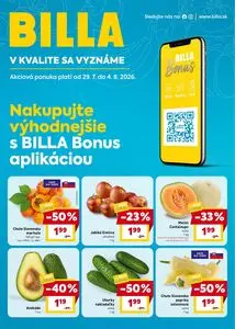 Propagačné noviny BILLA, platné od 2026-07-29 do 2026-08-04.