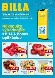 Propagačné noviny BILLA, platné od 2026-08-12 do 2026-08-18.