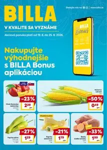 Propagačné noviny BILLA, platné od 2026-08-19 do 2026-08-25.