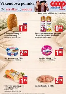 Propagačné noviny COOP, platné od 2026-08-27 do 2026-08-29.