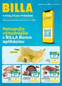 Propagačné noviny BILLA, platné od 2026-08-26 do 2026-09-01.