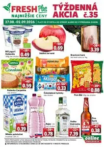 Propagačné noviny FRESH, platné od 2026-08-27 do 2026-09-02.