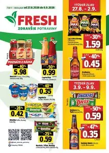 Propagačné noviny FRESH, platné od 2026-08-27 do 2026-09-09.