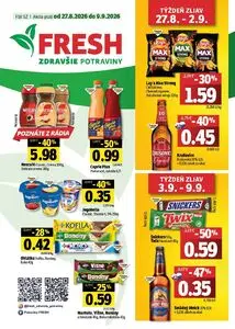 Propagačné noviny FRESH, platné od 2026-08-27 do 2026-09-09.