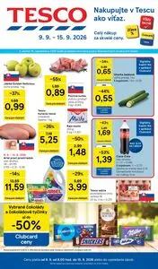 Propagačné noviny TESCO, platné od 2026-09-09 do 2026-09-15.