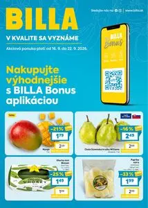 Propagačné noviny BILLA, platné od 2026-09-16 do 2026-09-22.