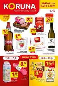 Propagačné noviny KORUNA, platné od 2026-09-11 do 2026-09-23.
