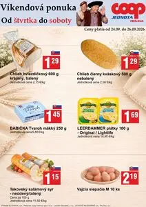 Propagačné noviny COOP, platné od 2026-09-24 do 2026-09-26.