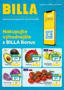 Propagačné noviny BILLA, platné od 2026-10-21 do 2026-10-27.