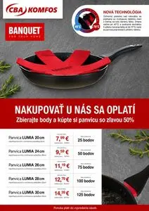 Propagačné noviny CBA KOMFOS, platné od 2026-09-01 do 2026-10-31.