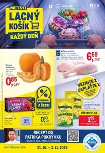 Propagačné noviny METRO, platné od 2026-10-21 do 2026-11-03.