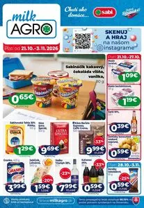 Propagačné noviny milk AGRO, platné od 2026-10-21 do 2026-11-03.