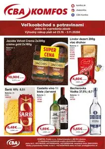 Propagačné noviny CBA KOMFOS, platné od 2026-10-23 do 2026-11-03.
