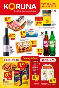 Propagačné noviny KORUNA, platné od 2026-10-23 do 2026-11-04.